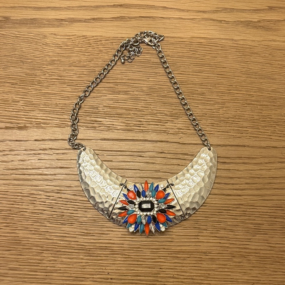 Silver and Multicolor Statement Necklace